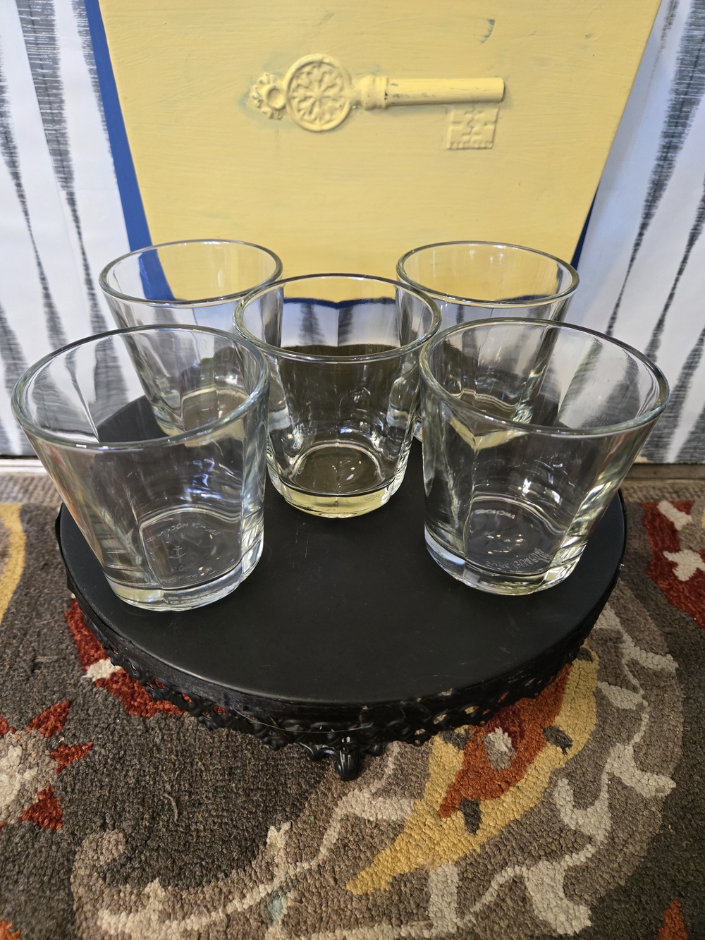Set of 5 Anchor Hocking Clear Glass Tumblers 4" Drinking Glasses